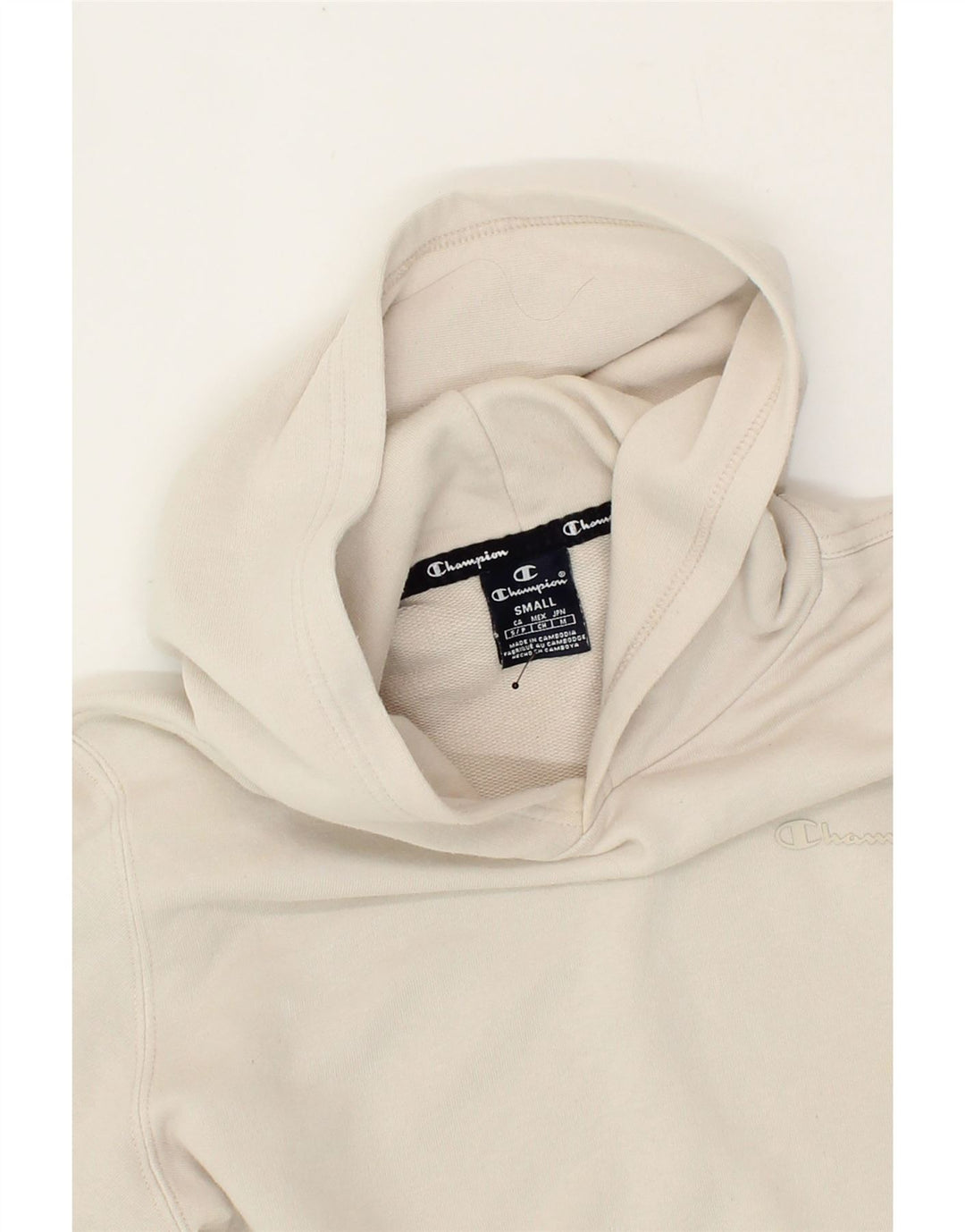 CHAMPION Mens Hoodie Jumper Small White Cotton Vintage Champion and Second-Hand Champion from Messina Hembry 
