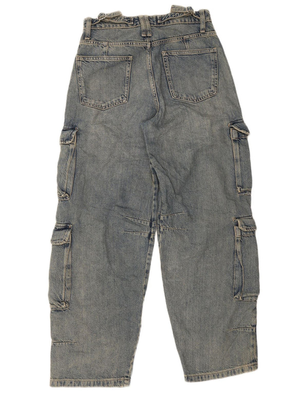Jeans larghi cargo da donna Zara a vita alta EU 36 XS W26 L30 cotone blu
