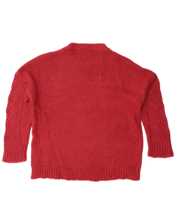 Massimo Dutti Maglione maglione girocollo oversize da donna UK 6 XS Acrilico rosso