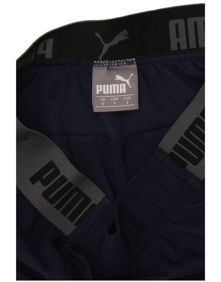 PUMA Mens Graphic Tracksuit Trousers Small  Navy Blue Colourblock