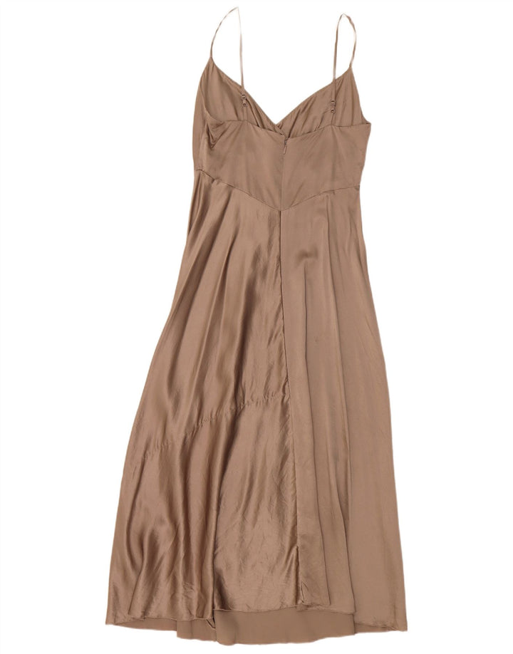 Abito sottoveste da donna Jigsaw UK 8 piccolo in seta marrone
