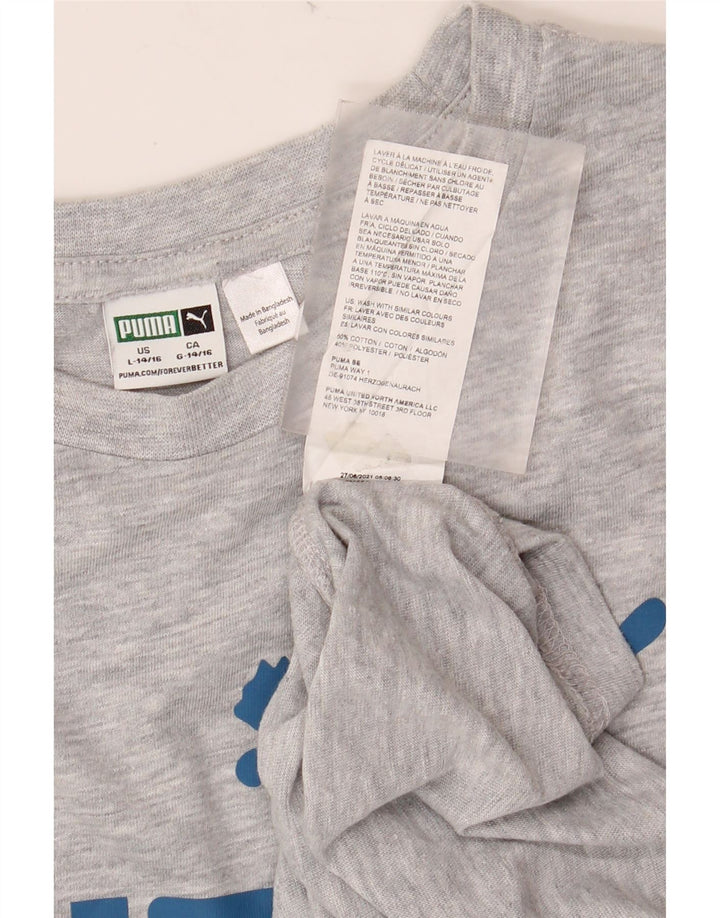 T-shirt grafica PUMA da bambino 13-14 anni, grande, in cotone grigio