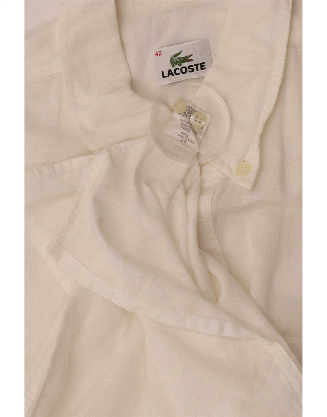 Camicia pullover a maniche corte da uomo Lacoste taglia 42 grande lino bianco