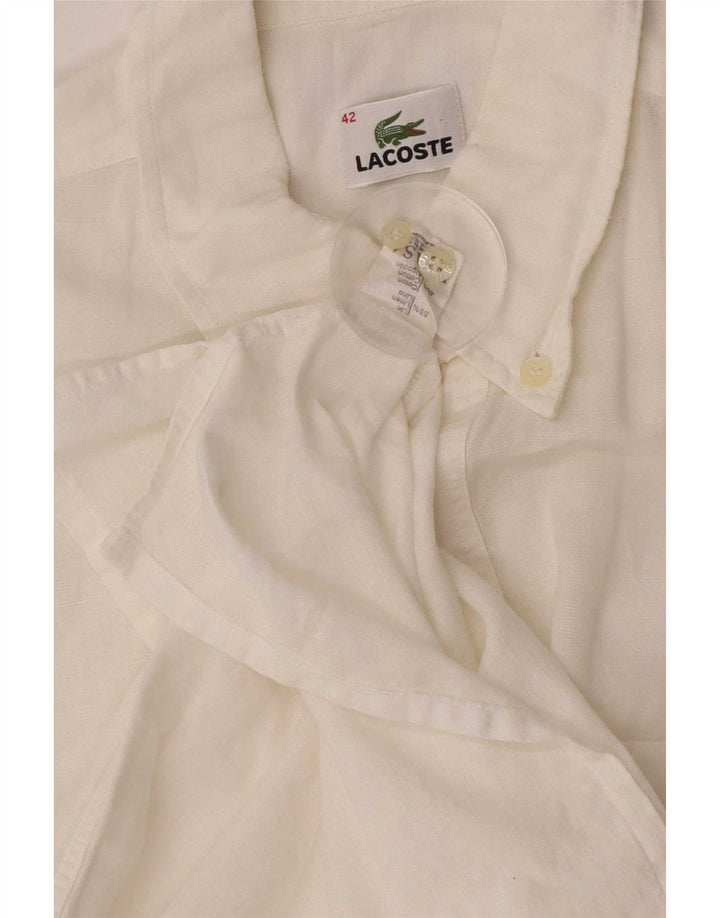Camicia pullover a maniche corte da uomo Lacoste taglia 42 grande lino bianco