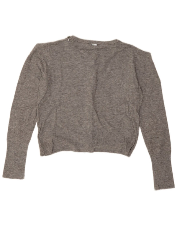 Maglione cardigan corto da donna Liu Jo UK 12 Grigio medio