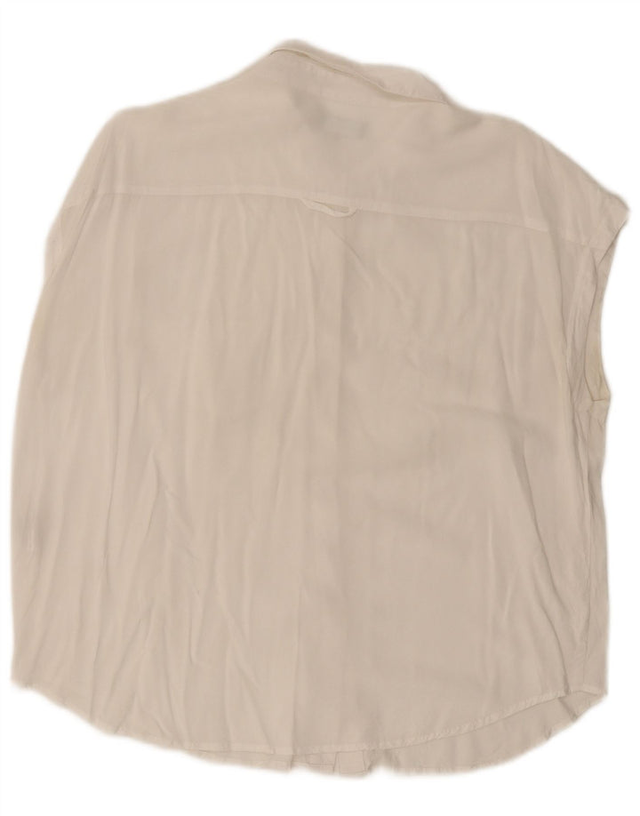 Camicia senza maniche da donna BENETTON UK 16 Large bianca in viscosa