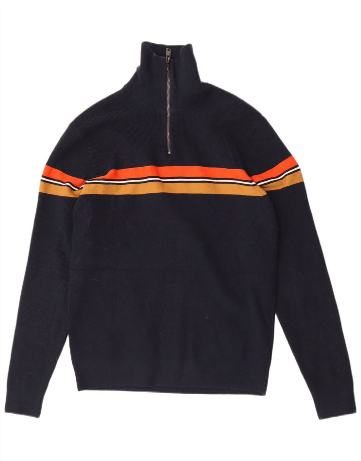 Maglione da uomo Marks & Spencer con zip e collo color block medio blu navy