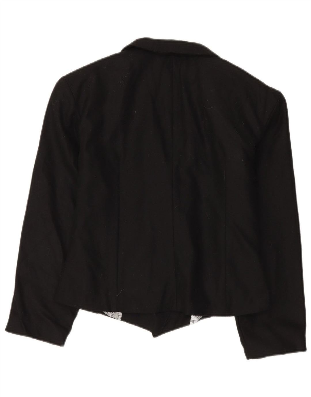 Giacca blazer doppiopetto vintage da donna UK 14 lana nera media