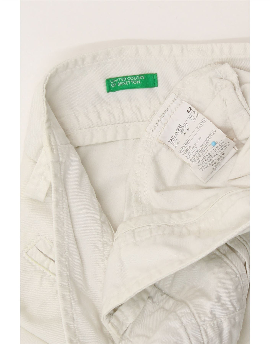Pantaloncini chino da donna Benetton IT 42 medi W30 cotone bianco