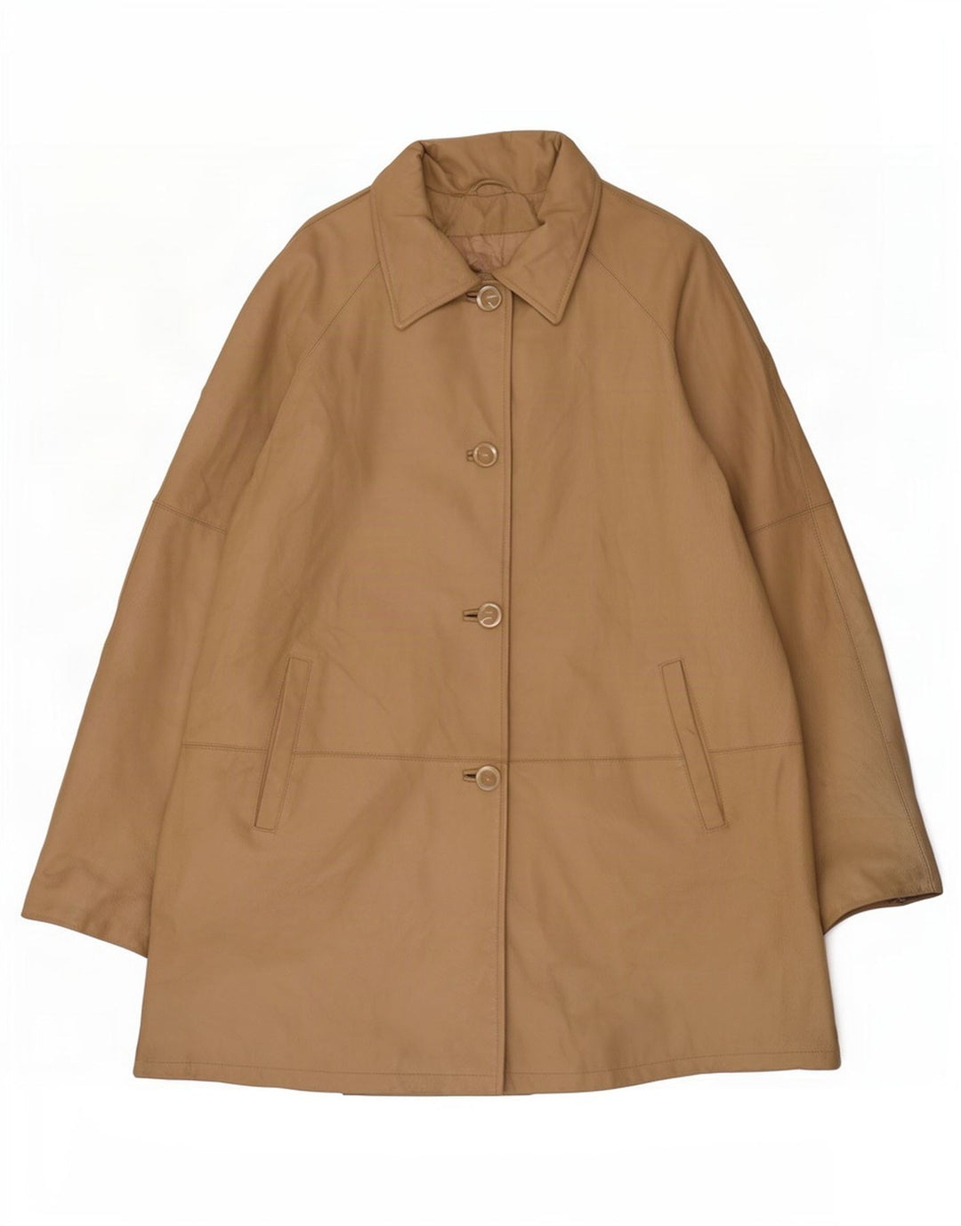 Cappotto in pelle vintage da donna EU 50 3XL Beige classico