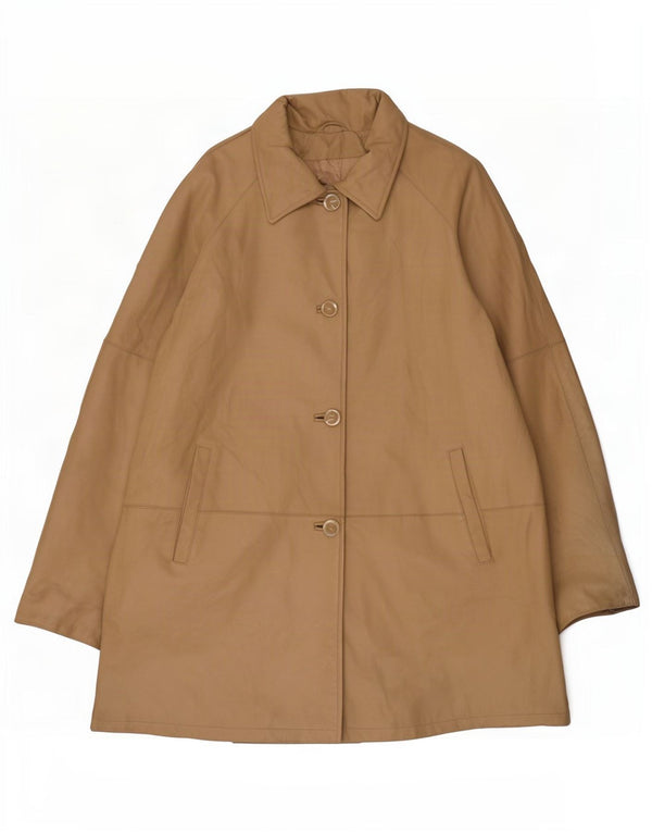 Cappotto in pelle vintage da donna EU 50 3XL Beige classico