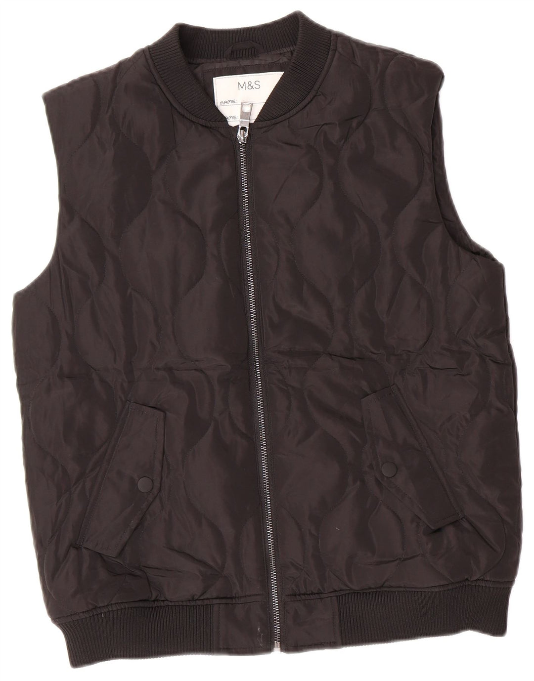 MARKS & SPENCER Boys Padded Gilet 13-14 Years Black Polyester