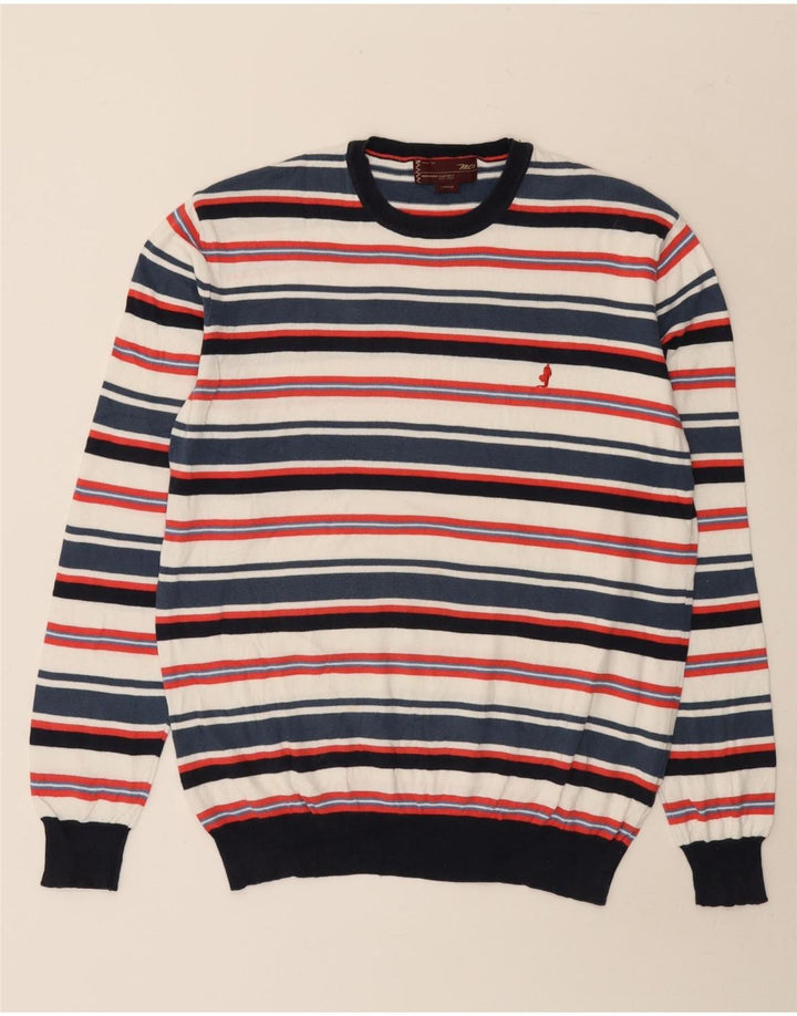 Marlboro Classics Maglione girocollo da uomo a righe grandi multicolori