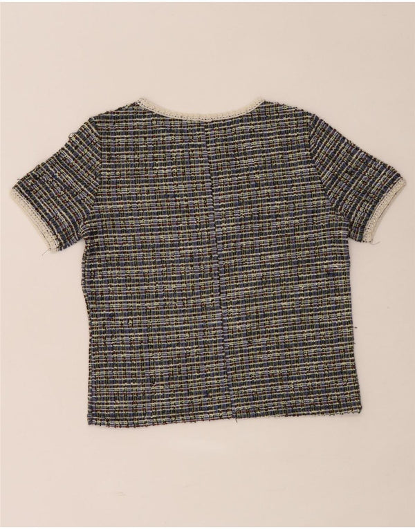 T-shirt corta da donna Zara UK 12 poliestere medio a quadri multicolore