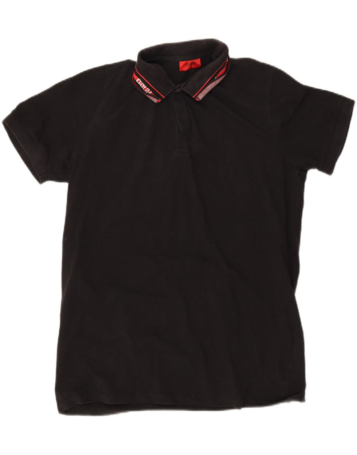 Polo da uomo Hugo Boss grande in cotone a righe nere