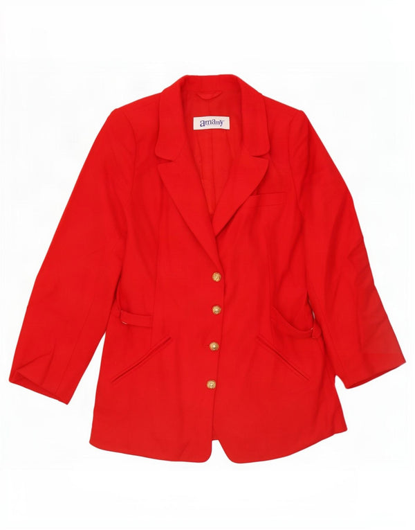 Giacca blazer vintage da donna a 4 bottoni UK 14 rossa media
