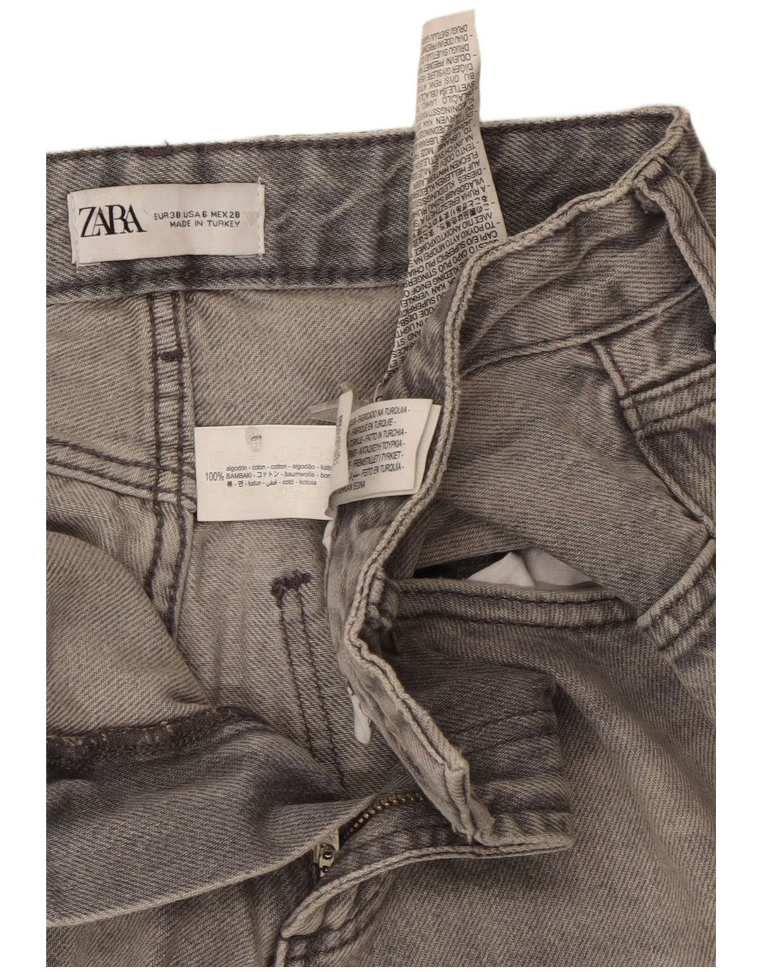 Jeans Zara da donna a gamba larga EU 38 medio W28 L33 cotone grigio