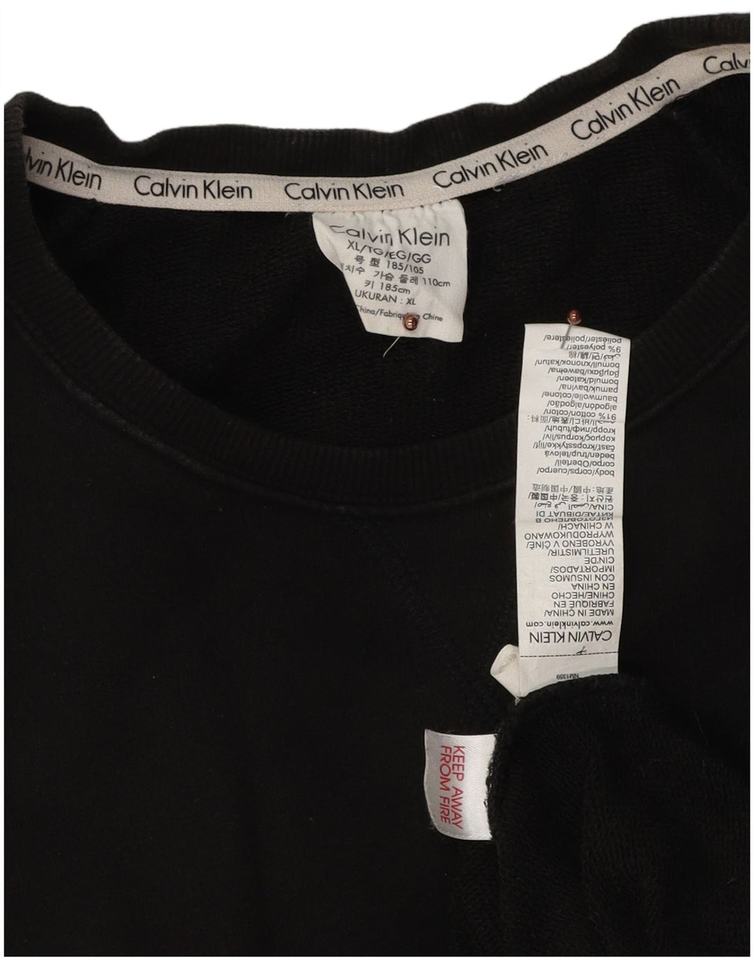 Felpa grafica da uomo Calvin Klein Jumper XL in cotone color block nero