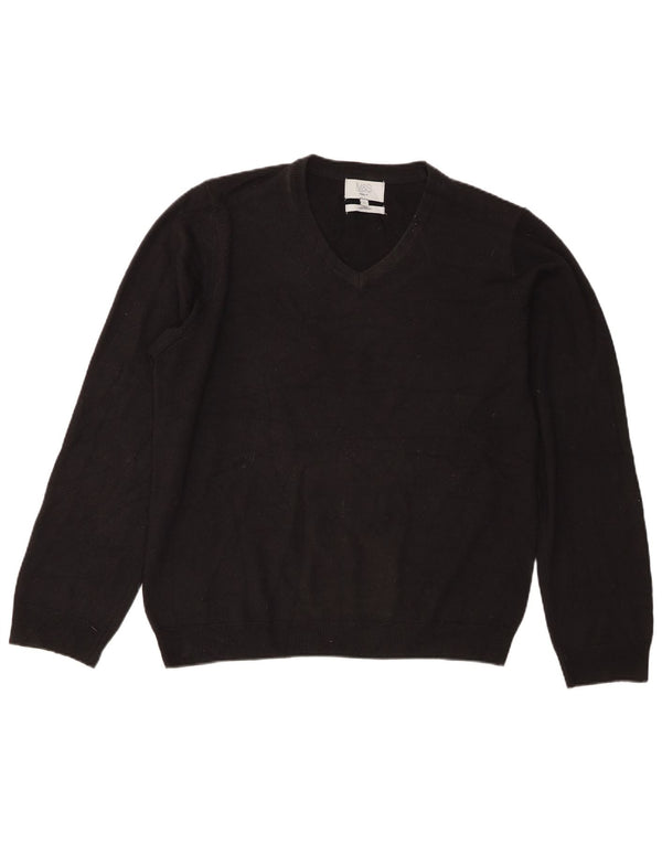 Maglione da uomo Marks & Spencer vestibilità regolare con scollo a V grande acrilico nero