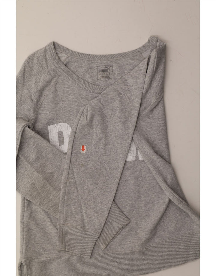 PUMA Womens Graphic Sweatshirt Jumper UK 12 Medium Grey Vintage Puma and Second-Hand Puma from Messina Hembry 