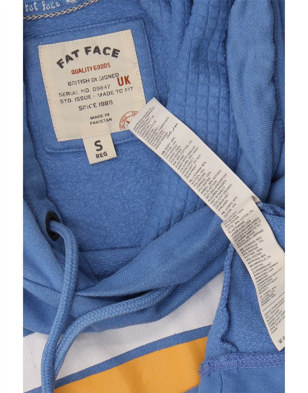 Felpa con cappuccio da uomo Fat Face, piccola, in cotone color block blu