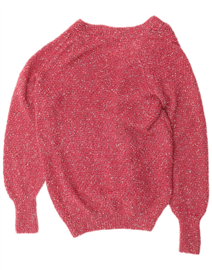 Maglione cardigan vintage da uomo XL rosa screziato