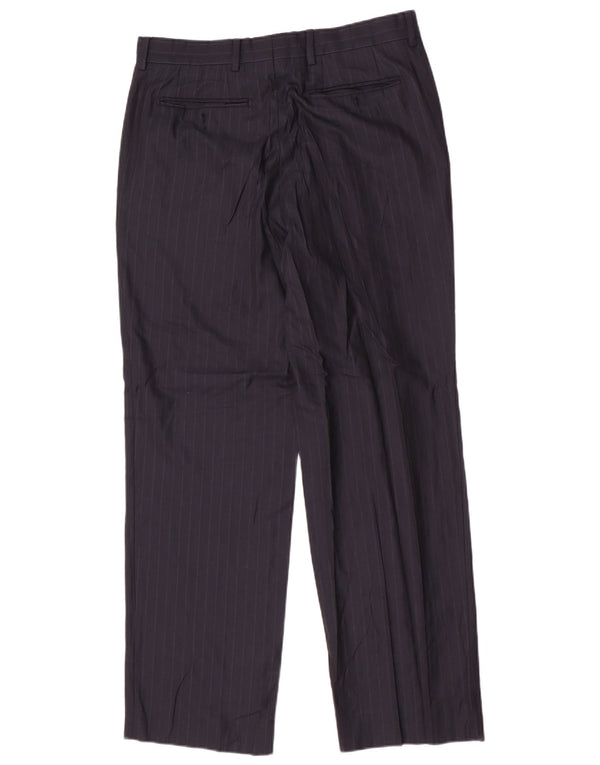 Massimo Dutti Pantaloni da abito da uomo EU 42 Large W32 L31 Navy Blue gessato
