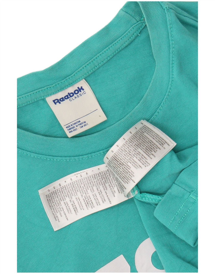REEBOK T-shirt grafica classica da uomo Top in cotone turchese medio