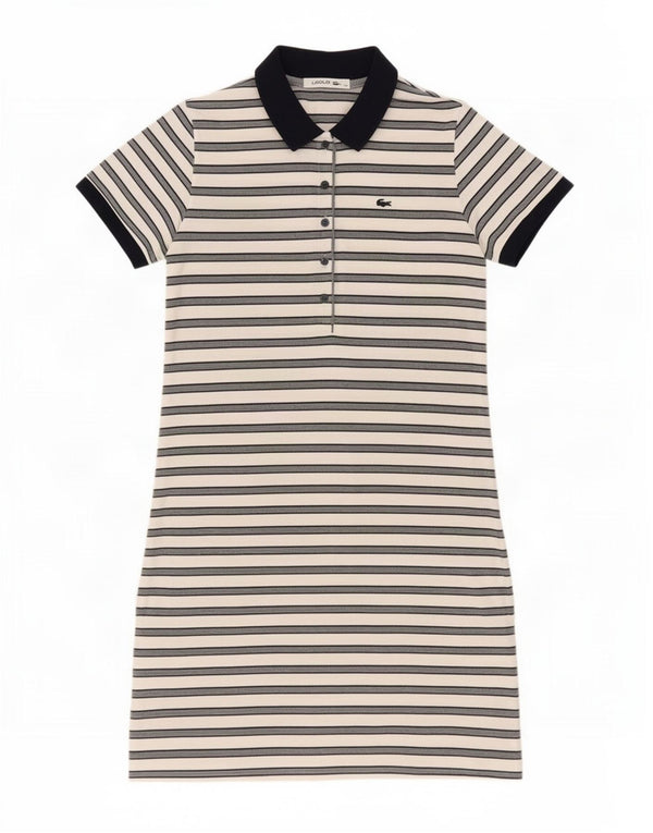 Abito polo da donna Lacoste taglia 44 grande cotone a righe bianche