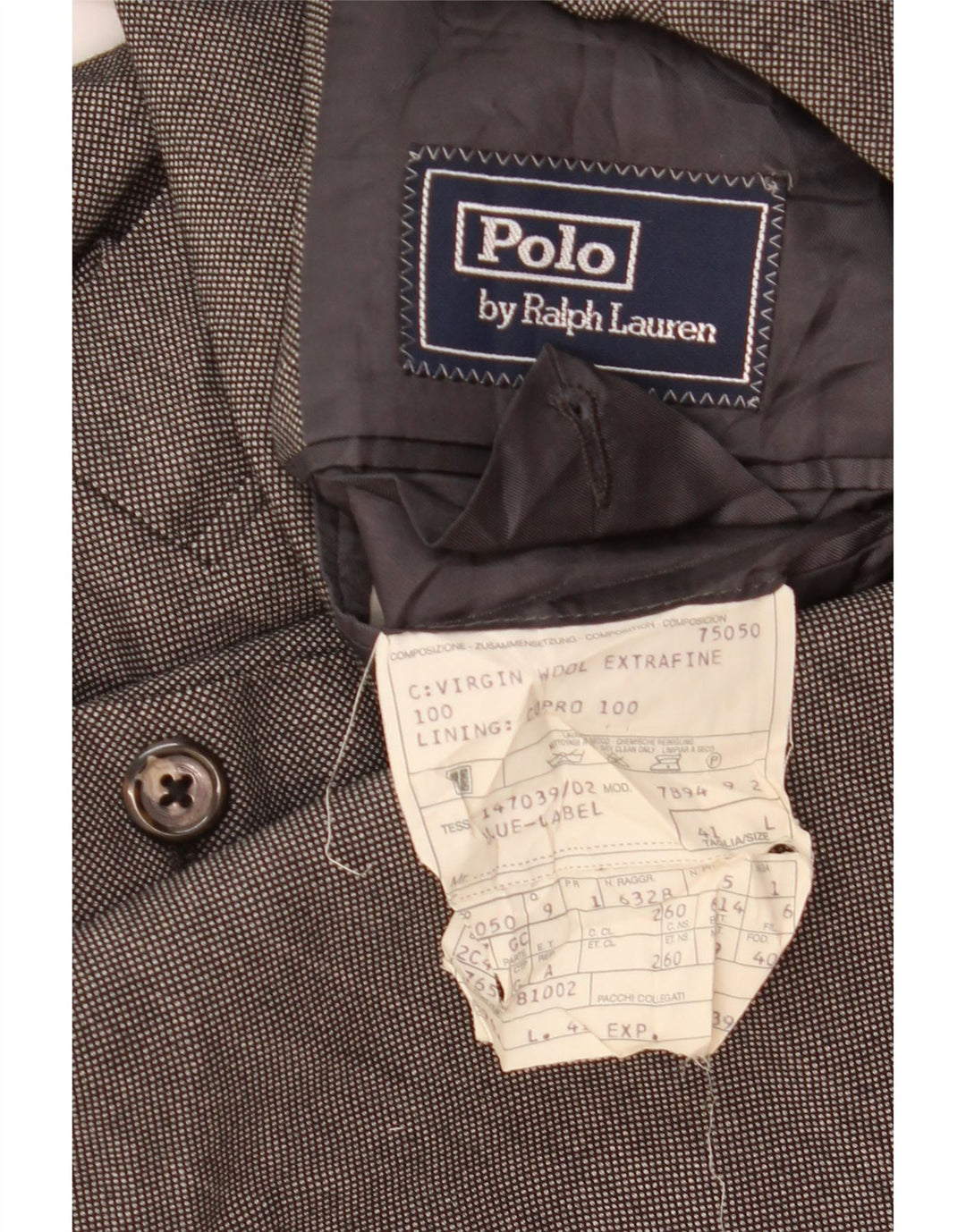 Giacca blazer lunga a 3 bottoni da uomo Polo Ralph Lauren UK 41 grande grigia