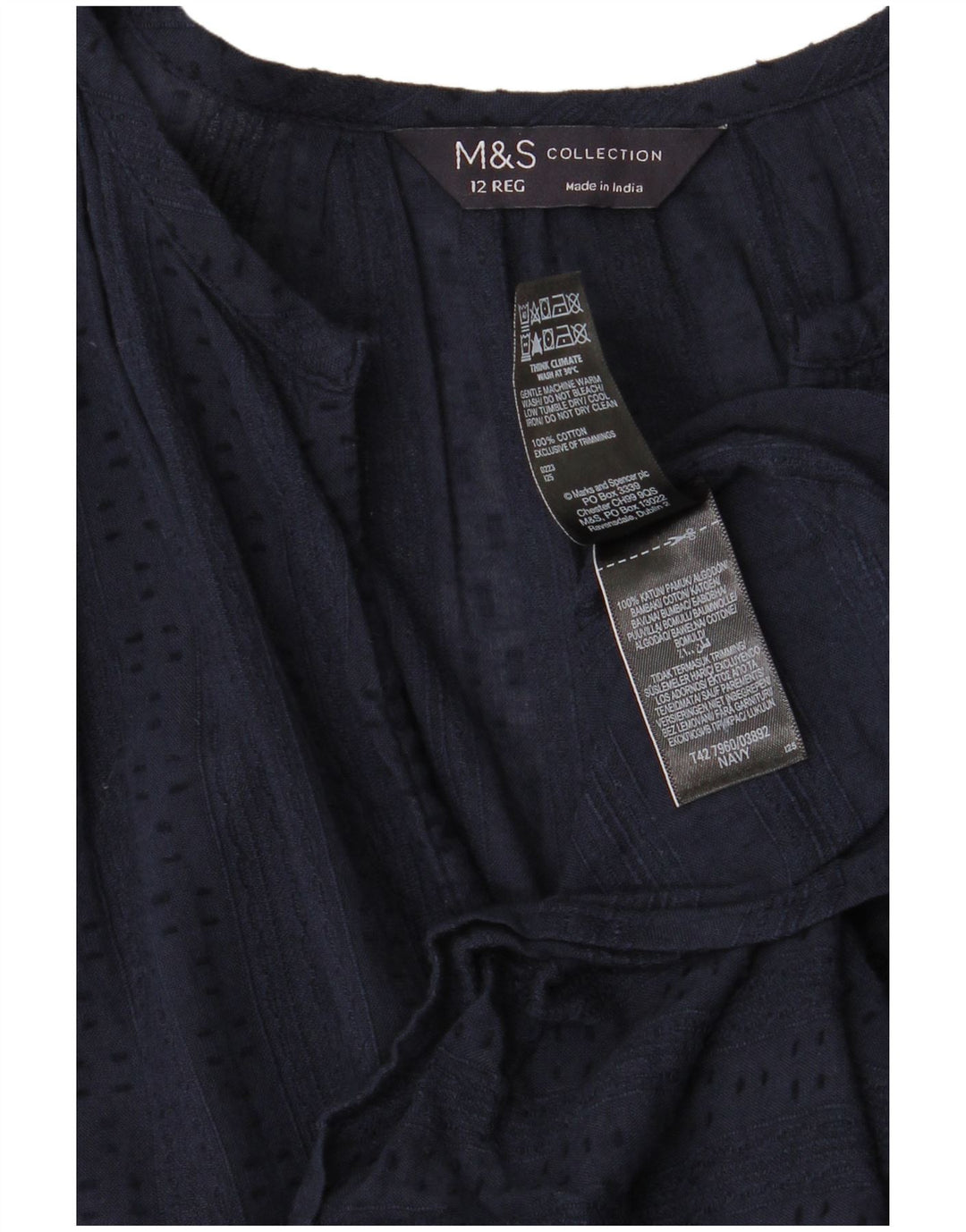 Abito a strati da donna Marks & Spencer UK 12 cotone blu navy medio