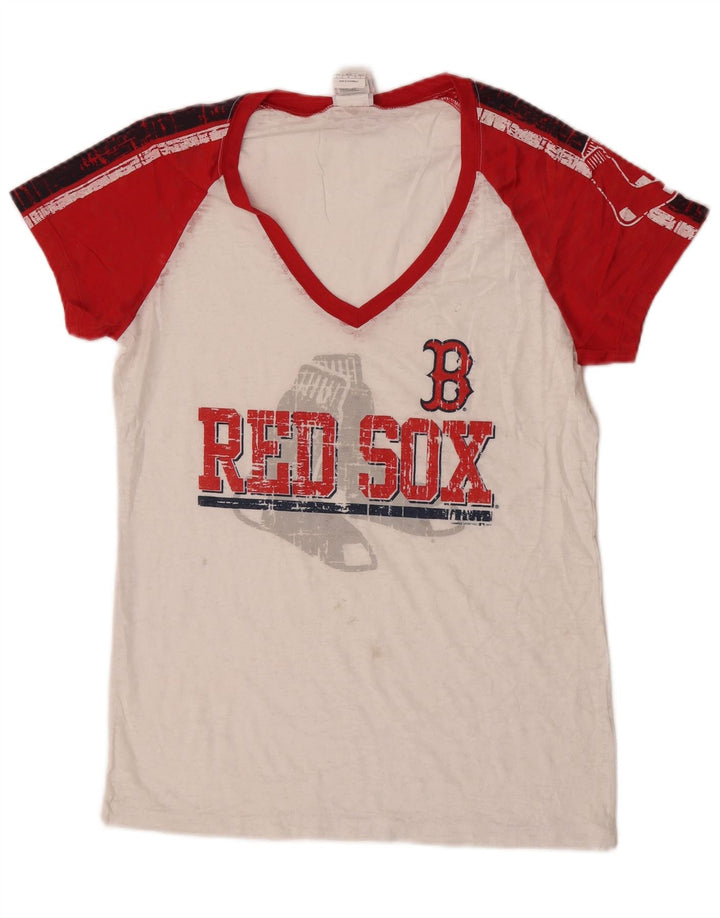T-shirt grafica da uomo dei Boston Red Sox di merce originale, grande bianca