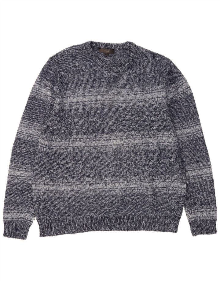 Maglione maglione girocollo da uomo Marks & Spencer grande poliestere a righe blu