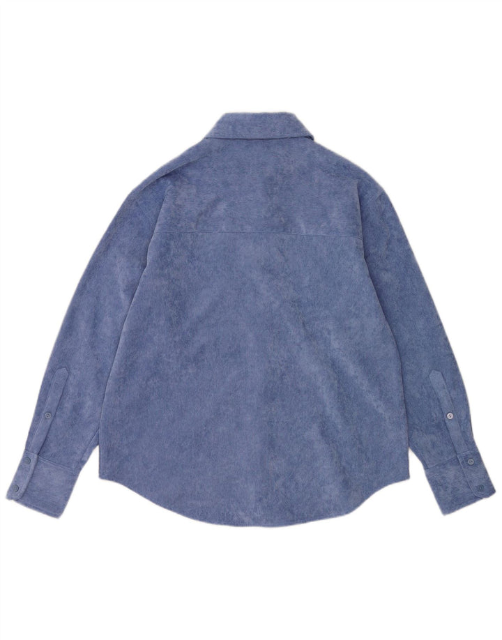 Camicia da donna in velluto a coste Zara UK 14 Poliestere blu medio