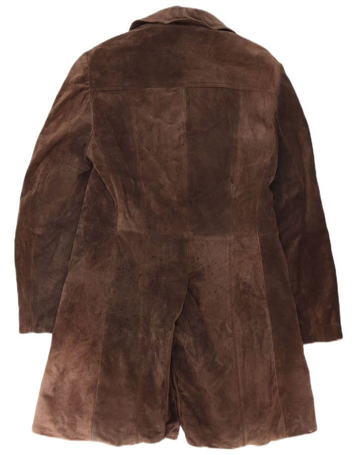 Cappotto Doppiopetto Uomo in Pelle Scamosciata Anfor IT 48 Pelle Marrone Medio