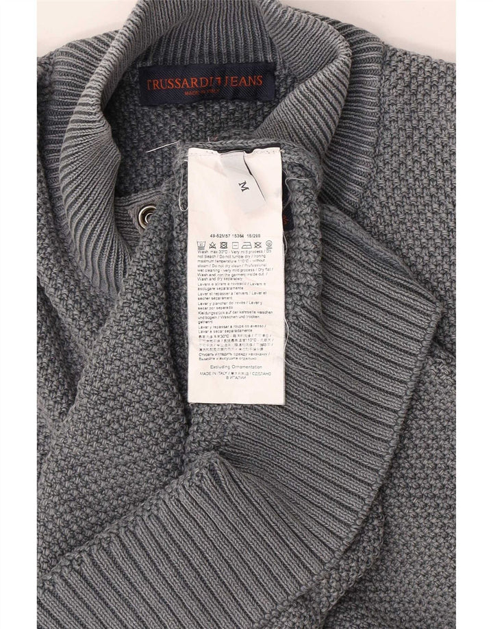 Maglia Cardigan Uomo Trussardi Jeans Cotone Grigio Medio