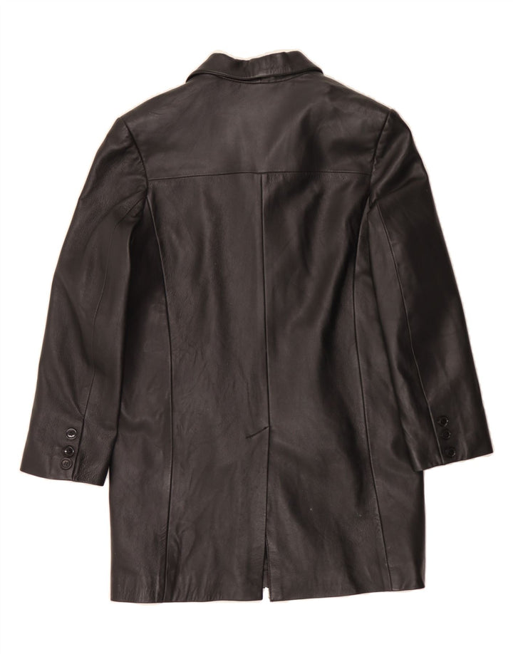 TEODEM Womens Leather Coat UK 12 Medium Black Leather Vintage Teodem and Second-Hand Teodem from Messina Hembry 