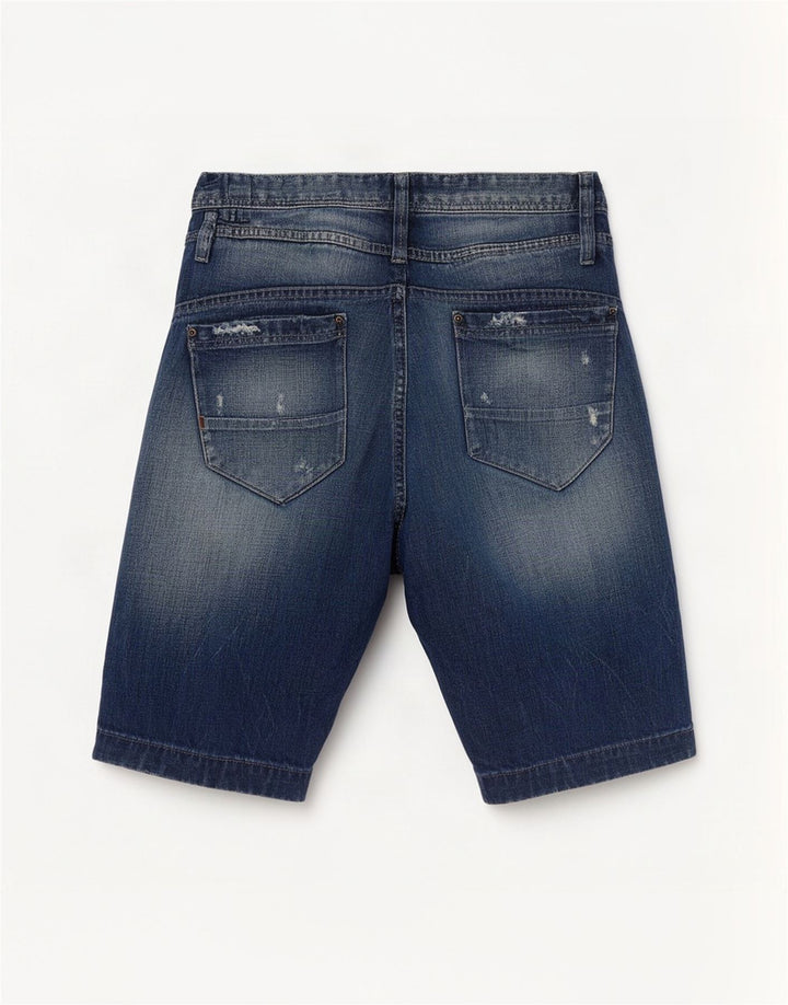 Pantaloncini di jeans invecchiati da uomo Jack & Jones medi W32 cotone blu