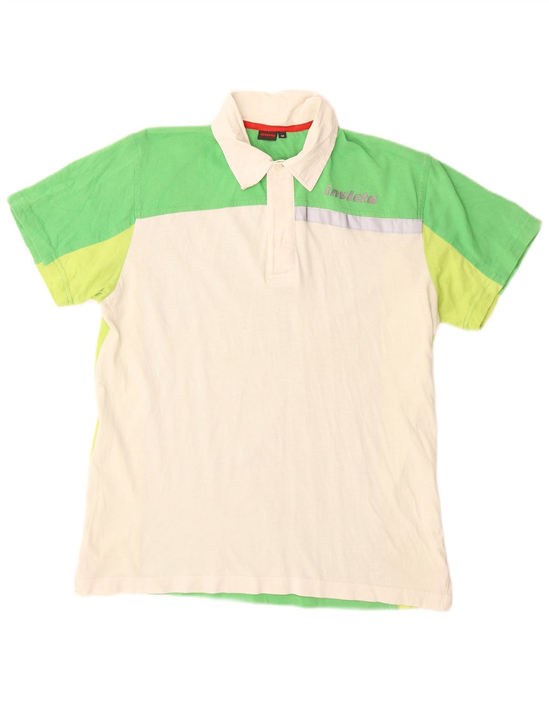 Polo da uomo INVICTA in cotone color block verde medio