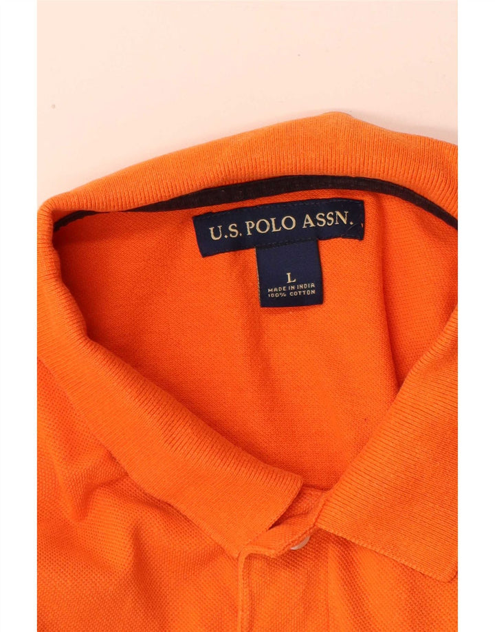 Polo Assn. Camicia da uomo grande in cotone arancione