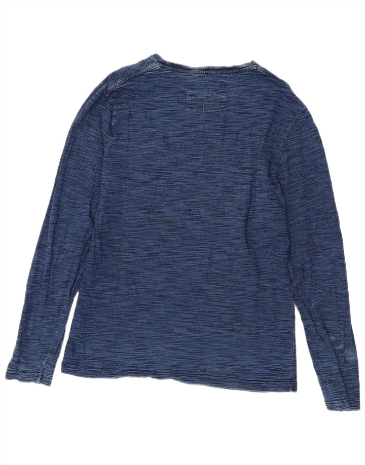 JACK WILLS Top da uomo a maniche lunghe grande in cotone screziato blu navy