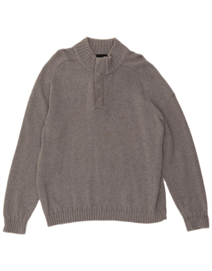 JAMES PRINGLE Maglione da uomo con collo a bottoni grande cotone grigio