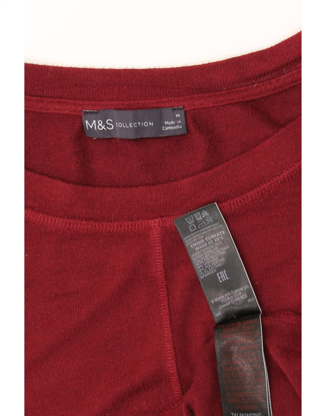 T-shirt da donna Marks & Spencer Top UK 14 Viscosa bordeaux media