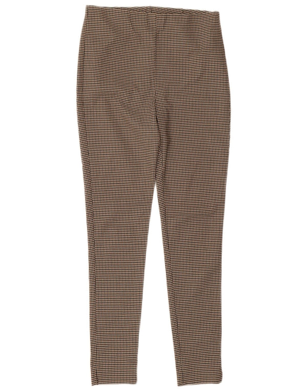 Pantaloni casual skinny da donna M&Co UK 10 Small W28 L28 Viscosa a quadri marrone