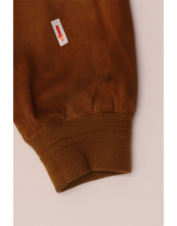 Giacca vintage in pelle scamosciata da uomo IT 50 grande marrone