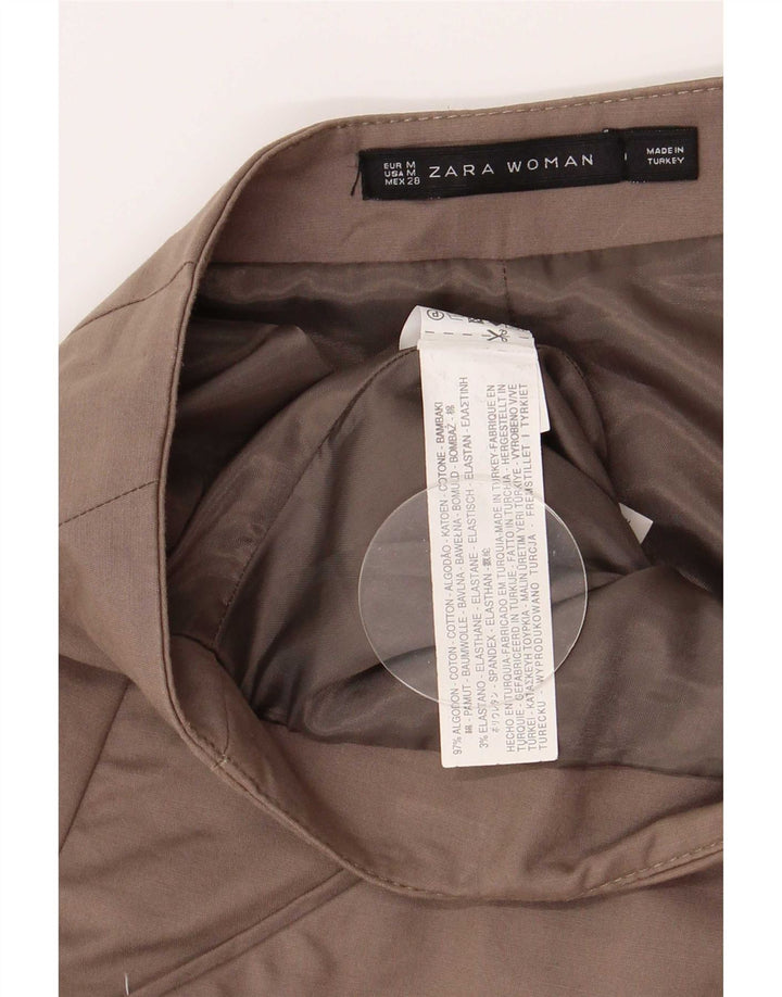 Gonna midi da donna Zara UK 12 media W28 cotone beige