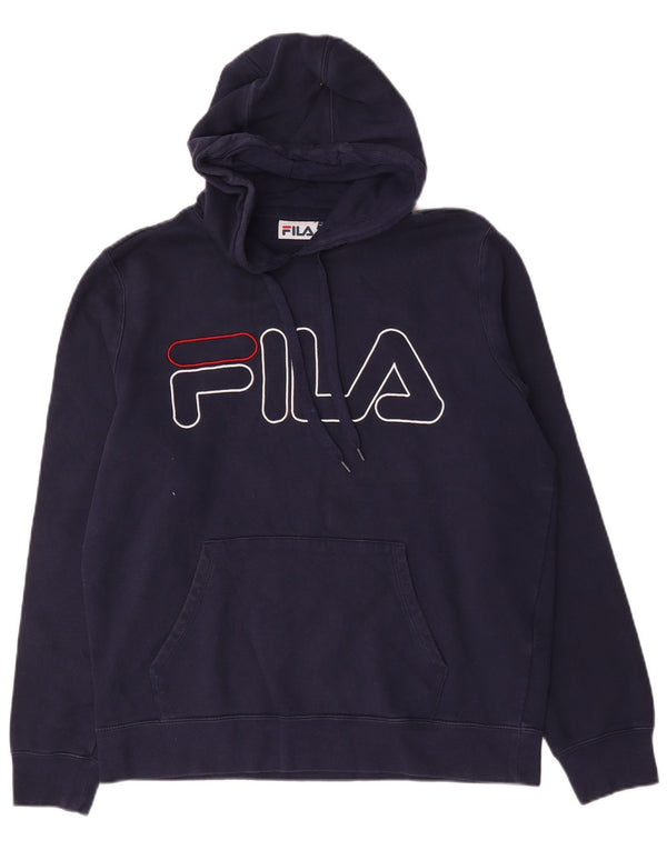 Felpa con cappuccio grafica da uomo Fila XL in cotone blu navy