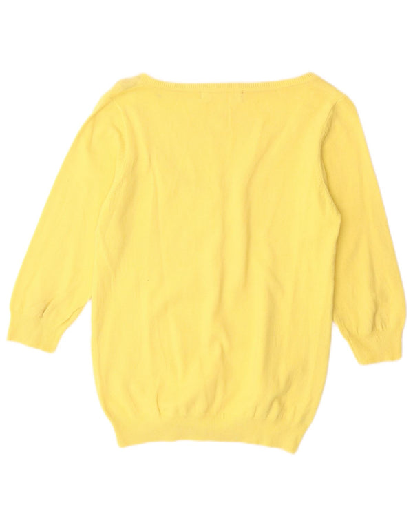 Maglione cardigan con maniche a 3/4 ZARA da donna UK 14 grande cotone giallo