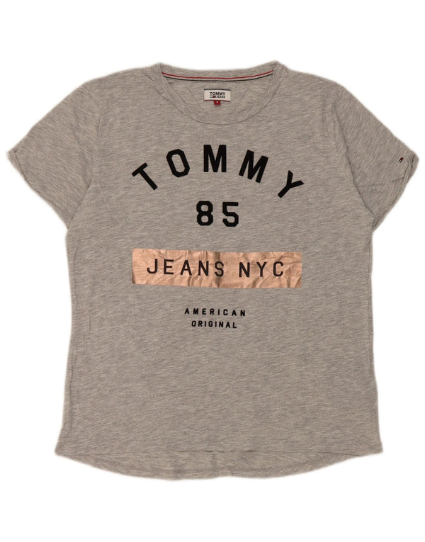 T-shirt grafica da donna Tommy Hilfiger Top UK 10 Small Grey Flecked
