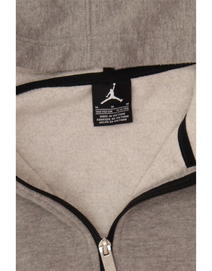 JORDAN Boys Graphic Zip Hoodie Sweater 10-11 Years Medium Grey Colourblock Vintage Jordan and Second-Hand Jordan from Messina Hembry 